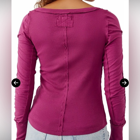 FREE PEOPLE  We The Free Daisy Ribbed Braided Cotton top Dreamy Mulberry - Picture 2 of 10